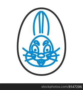 Easter Egg With Rabbit Icon. Editable Bold Outline With Color Fill Design. Vector Illustration.