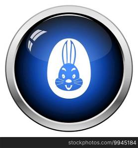 Easter Egg With Rabbit Icon. Glossy Button Design. Vector Illustration.