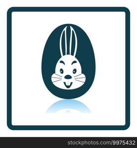 Easter Egg With Rabbit Icon. Square Shadow Reflection Design. Vector Illustration.