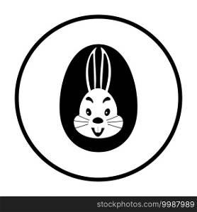 Easter Egg With Rabbit Icon. Thin Circle Stencil Design. Vector Illustration.