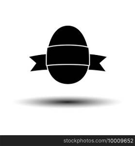 Easter Egg With Ribbon Icon. Black on White Background With Shadow. Vector Illustration.