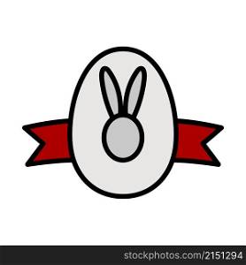 Easter Egg With Ribbon Icon. Editable Bold Outline With Color Fill Design. Vector Illustration.