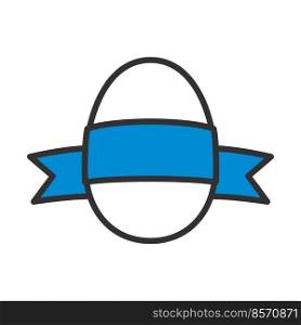 Easter Egg With Ribbon Icon. Editable Bold Outline With Color Fill Design. Vector Illustration.