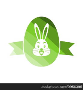 Easter Egg With Ribbon Icon. Flat Color Ladder Design. Vector Illustration.