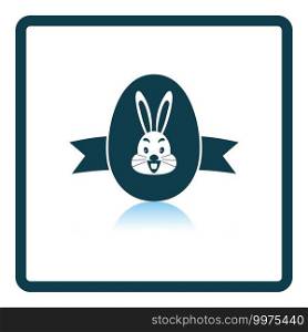 Easter Egg With Ribbon Icon. Square Shadow Reflection Design. Vector Illustration.
