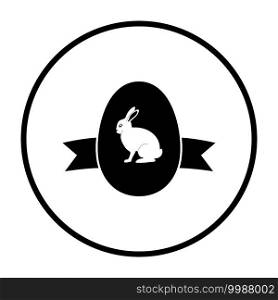Easter Egg With Ribbon Icon. Thin Circle Stencil Design. Vector Illustration.