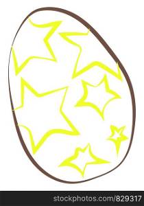 Easter egg with stars, illustration, vector on white background.