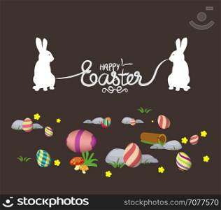 Easter eggs and bunny banner