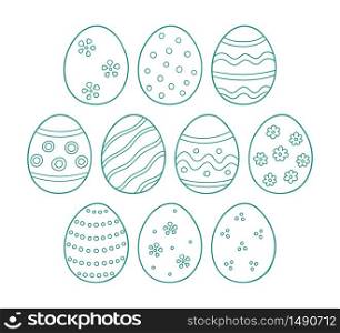 Easter eggs as symbol the great religious holiday. Set of vector objects in doodle style on white background. Easter eggs as symbol the great religious holiday. Set of vector objects on doodle style