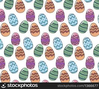 Easter eggs composition hand drawn black on white background. Decorative horizontal stripe from eggs with leaves and watercolor. Easter eggs composition hand drawn pattern Decorative horizontal stripe from eggs with leaves and watercolor dots.