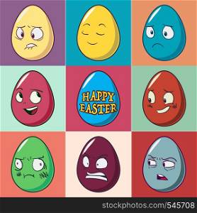 Easter eggs emoji set. Cute funny emotional icons. Happy emoticons. Smiling faces symbols. Vector illustration.. Easter eggs emoji set. Cute funny emotional icons. Happy emoticons. Vector illustration.