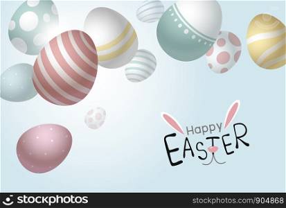 Easter eggs falling background with copy space vector illustration