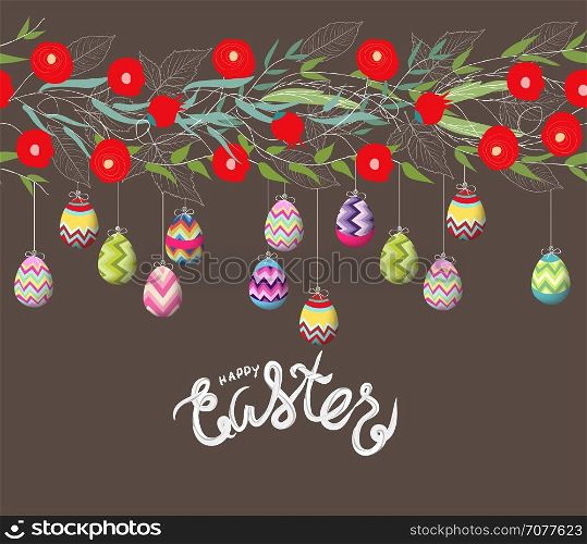 easter eggs hanging on the florals