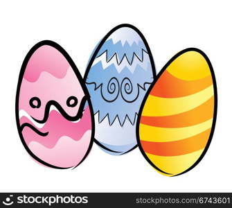 Easter eggs. Illustration of three colored Easter eggs