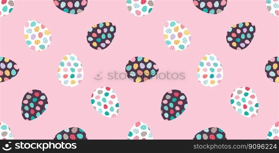 Easter eggs seamless pattern. Decorated Easter eggs background. Easter eggs pattern. Decorated Easter eggs background