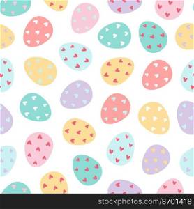 Easter eggs seamless pattern. Decorated Easter eggs on a white background. Design for textiles, packaging, wrappers, greeting cards, paper, printing. Vector illustration. Easter eggs pattern. eggs on a white background