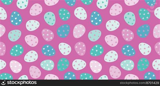 Easter eggs seamless pattern. Decorated Easter eggs on a white background. Design for textiles, packaging, wrappers, greeting cards, paper, printing. Vector illustration. Easter eggs seamless pattern. Design for textiles