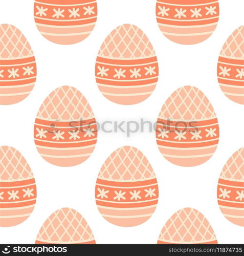 Easter eggs seamless pattern, Easter symbol, decorative vector elements. Easter colored eggs simple pattern. Vector illustration isolated.