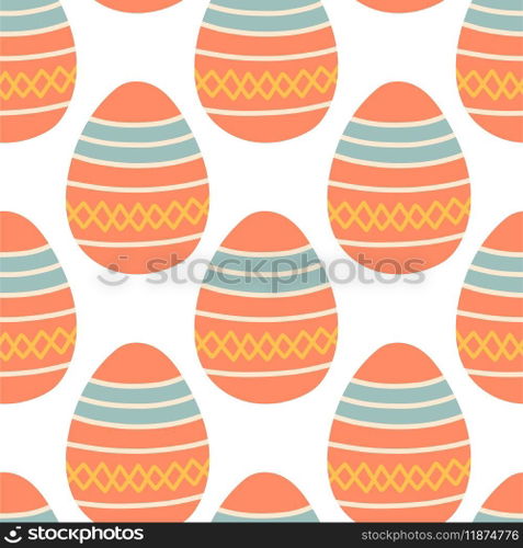 Easter eggs seamless pattern, Easter symbol, decorative vector elements. Easter colored eggs simple pattern. Vector illustration isolated.