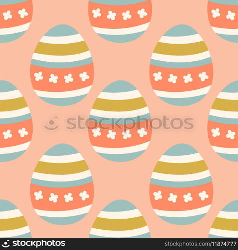 Easter eggs seamless pattern, Easter symbol, decorative vector elements. Easter colored eggs simple pattern. Vector illustration isolated.