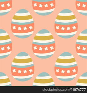 Easter eggs seamless pattern, Easter symbol, decorative vector elements. Easter colored eggs simple pattern. Vector illustration isolated.