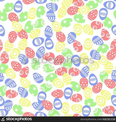 Easter Eggs Seamless Pattern on White Background. Easter Eggs Seamless Pattern