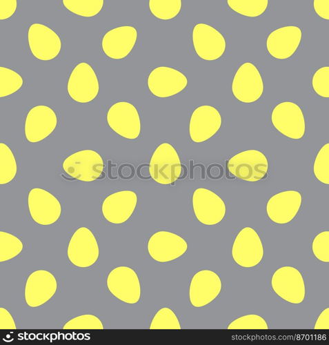 Easter eggs seamless pattern. Yellow Easter eggs on a gray background Trend pattern in the colors of the year 2021. Design for textiles, packaging, wrappers, greeting cards, paper, printing. Vector. eggs pattern. Yellow eggs on a gray background