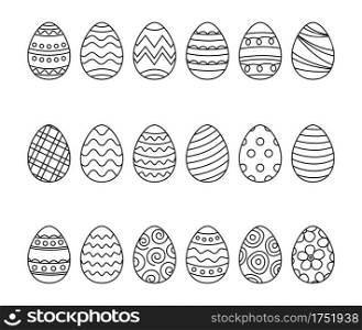 Easter eggs set doodle style. Happy easter hand drawn isolated on white background.