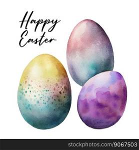 Easter Eggs. Set of colorful egg hand drawing illustrations in watercolor style. Decorative elements vector