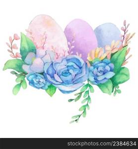 Easter eggs watercolor decoration for design. Vector illustration.