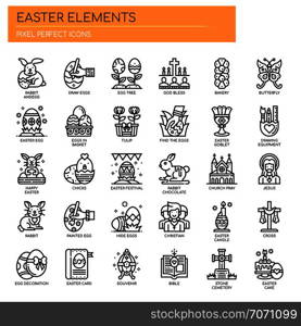 Easter Elements , Thin Line and Pixel Perfect Icons