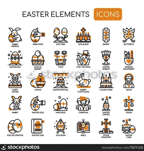 Easter Elements , Thin Line and Pixel Perfect Icons