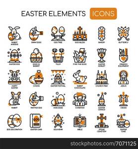 Easter Elements , Thin Line and Pixel Perfect Icons