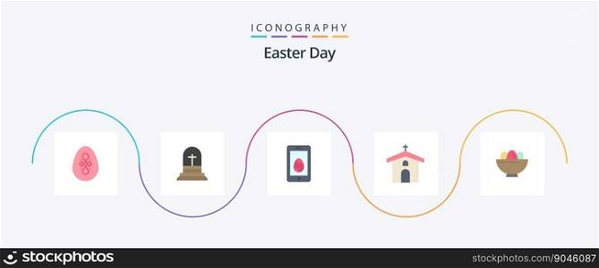 Easter Flat 5 Icon Pack Including bowl. cross. mobile. christian. church
