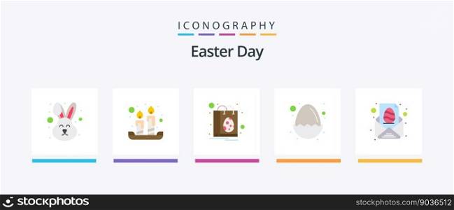 Easter Flat 5 Icon Pack Including egg. nature. bag. egg. baby. Creative Icons Design