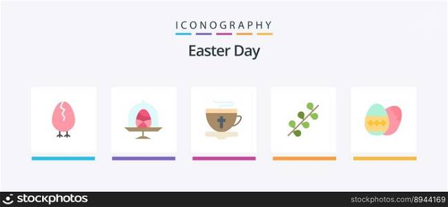 Easter Flat 5 Icon Pack Including egg. spring. tea. holiday. catkin. Creative Icons Design