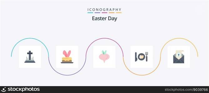 Easter Flat 5 Icon Pack Including holiday. mail. food. massege. egg