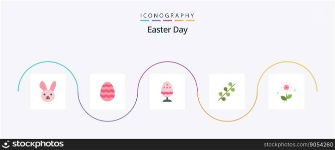 Easter Flat 5 Icon Pack Including plant. spring. boiled egg. holiday. catkin
