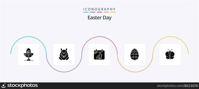 Easter Glyph 5 Icon Pack Including animal. easter egg. happy. easter. date