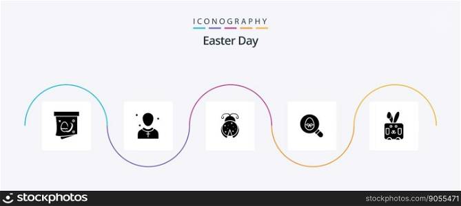 Easter Glyph 5 Icon Pack Including bynny. easter. preacher. egg. spring