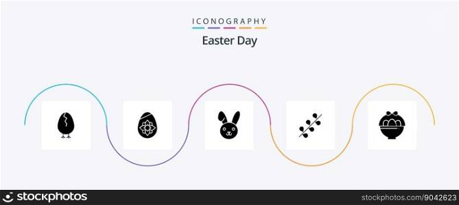 Easter Glyph 5 Icon Pack Including easter. basket. bynny. spring. easter