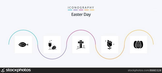 Easter Glyph 5 Icon Pack Including easter. holiday. celebration. nature. flower