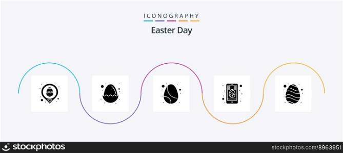 Easter Glyph 5 Icon Pack Including egg. mobile. birthday. egg. cell