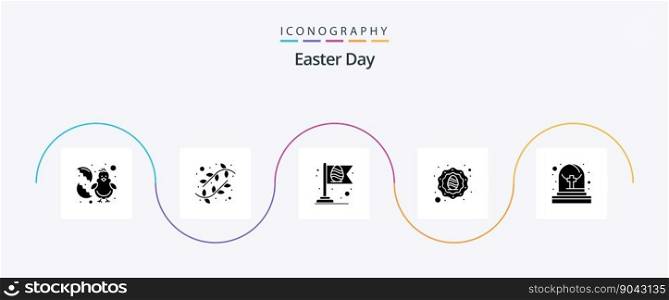 Easter Glyph 5 Icon Pack Including grave. egg. flag. celebration. holidays
