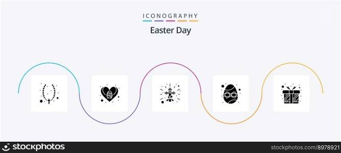 Easter Glyph 5 Icon Pack Including present. egg. christian. gift. birthday
