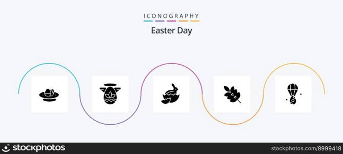 Easter Glyph 5 Icon Pack Including spring. leaf. protractor. green. nature