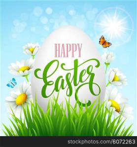 Easter greeting lettering. Eggs and flowers. Vector illustration. Easter greeting lettering. Eggs and flowers. Vector illustration EPS10