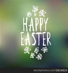 Easter Greeting on Blurred Green Background