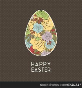 Easter Grunge Background With Flowers And Egg