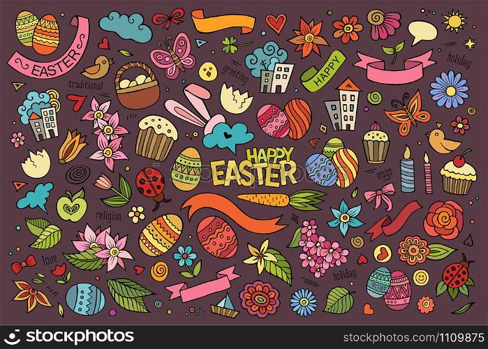 Easter hand drawn vector symbols and objects. Easter hand drawn symbols and objects